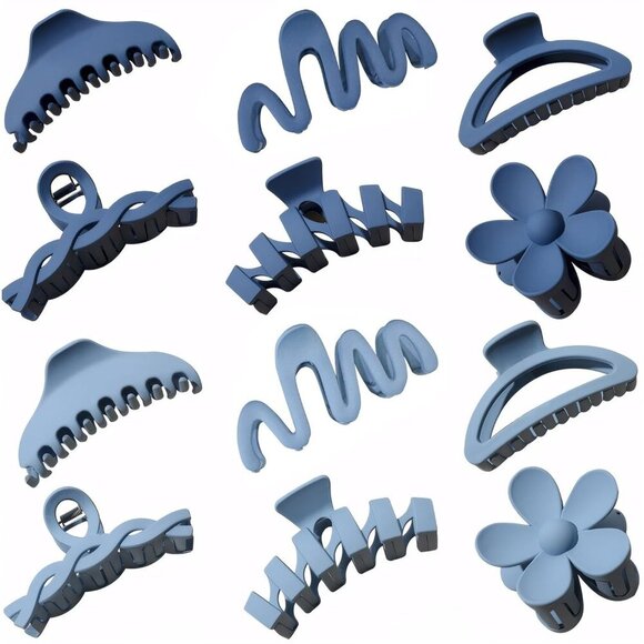 12 Pcs Claw Clips, Multi-Shapes Hair Clips for Women, Non-Slip Large Jaw Claw Cl - Picture 1 of 6